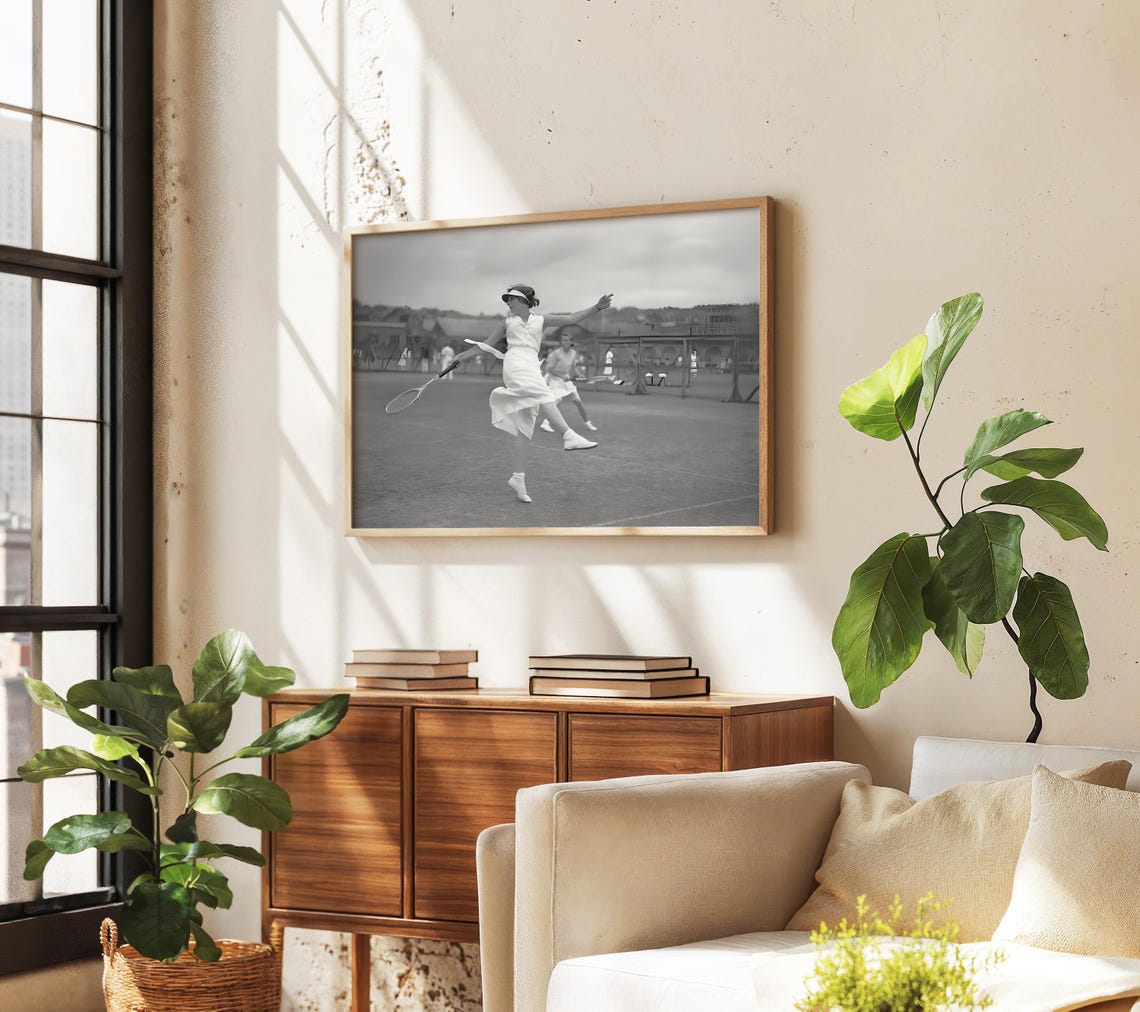Woman Tennis Player Black And White Art Vintage Wall Art Old Photo Women Sports Art Vintage Sports Wall Art - Image 2