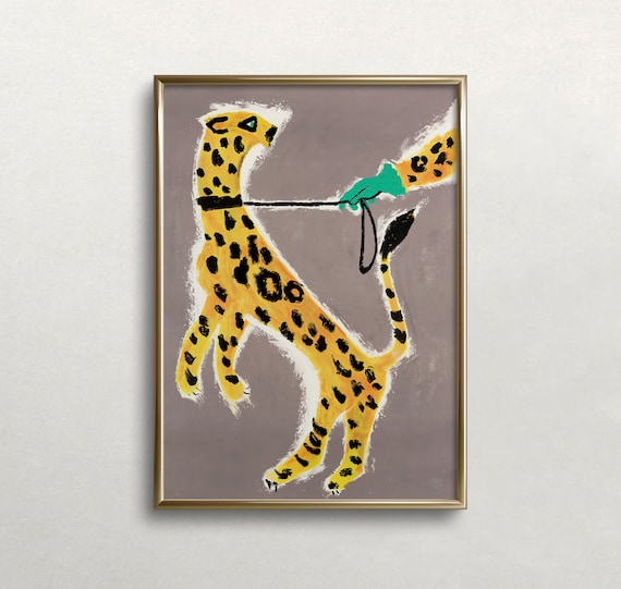 Leopard and Cheetah Vintage Retro Wall Art Print