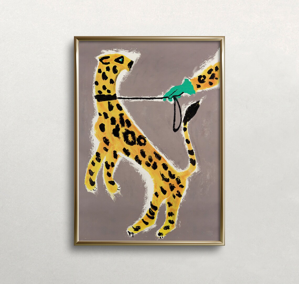 Leopard and Cheetah Vintage Retro Wall Art Print