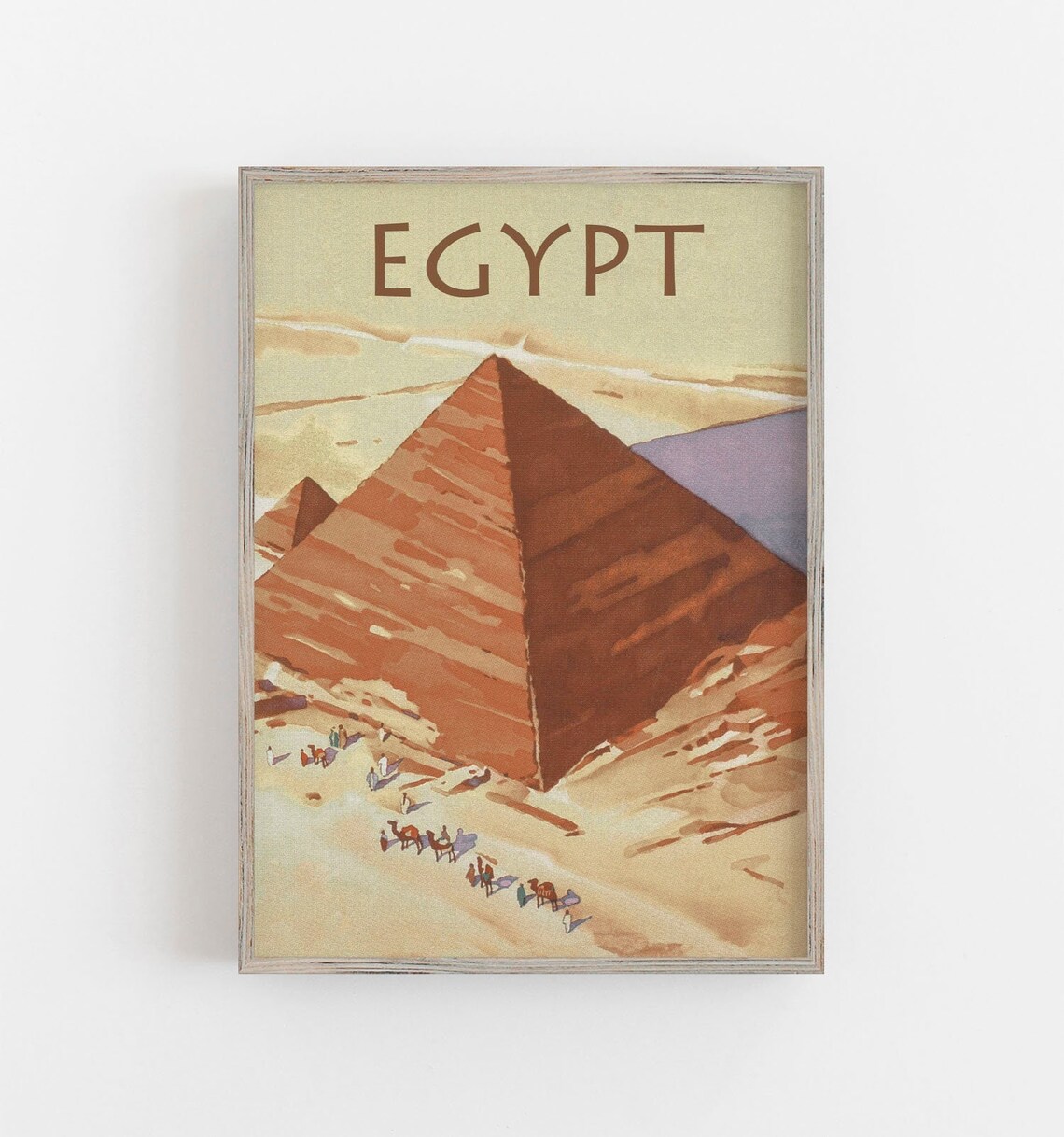 Egypt Great Pyramids Vintage Travel Poster, Minimalist