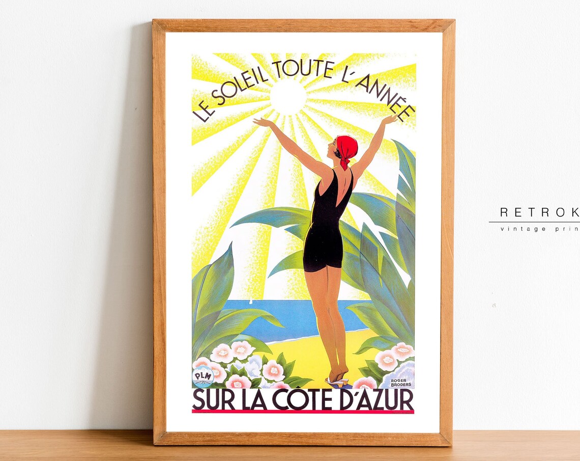 Roger Broders Cote d Azur Sunshine Year Round Art Deco Travel Poster