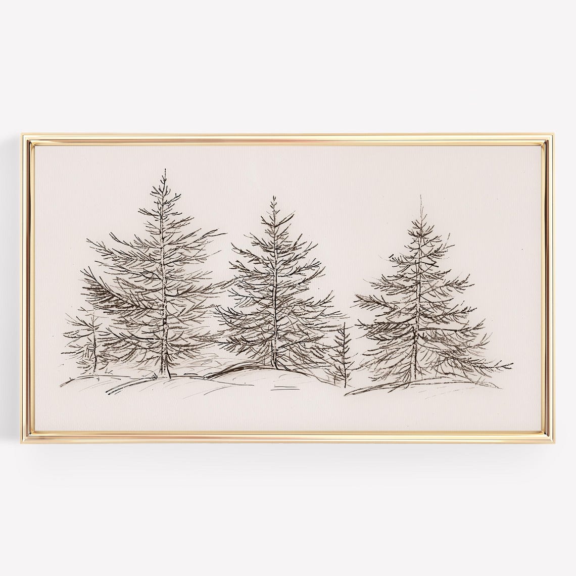 Minimalist Evergreen Pine Tree Winter Sketch Neutral Art Poster