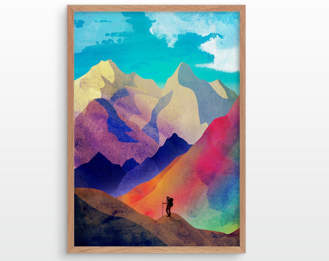 Woman Hiker Art Print, Home or Office Decor