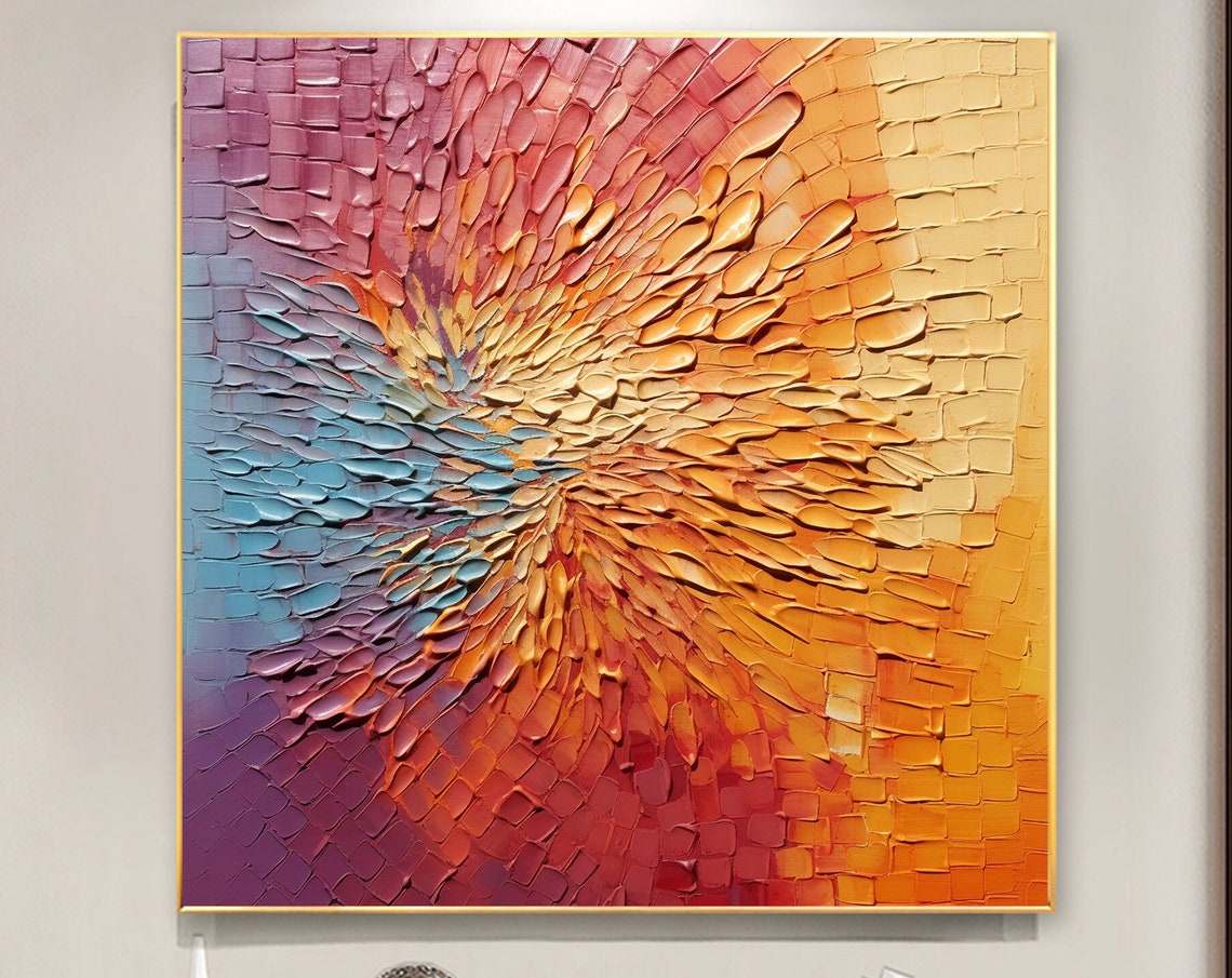 Firework Petal Burst Orange Yellow Pink Abstract Texture Poster