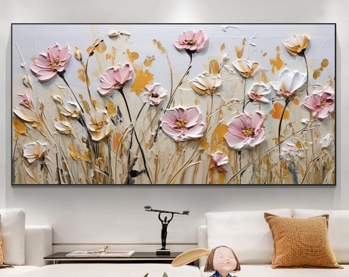 Minimalist Floral Oil Painting, Custom Wall Art Print