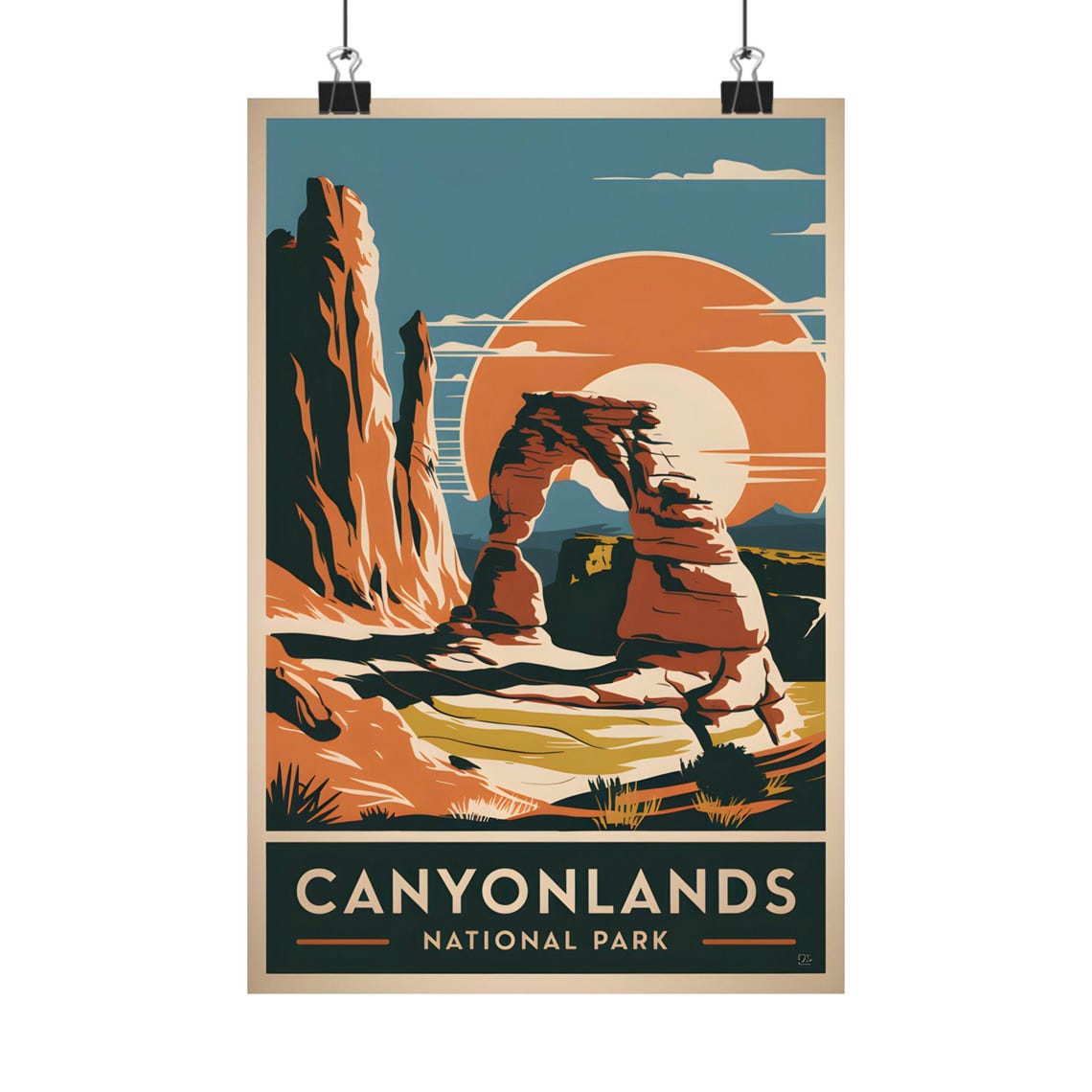 Canyonlands National Park Red Rock Arch Desert Sunset Travel Poster