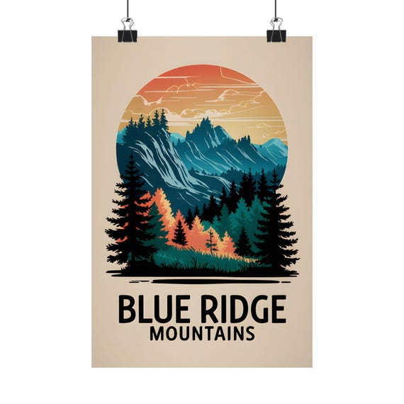 Blue Ridge Mountains Art Print Landscape Poster Nature Decor Wall Mountain Artwork Outdoor Adventure Home Gift