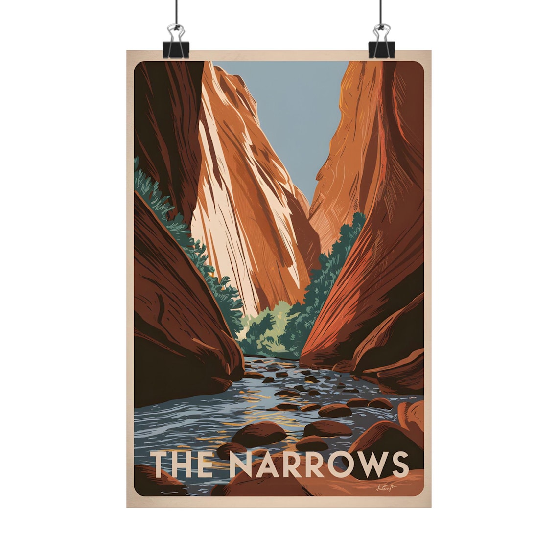 The Narrows Travel Poster, Zion National Park