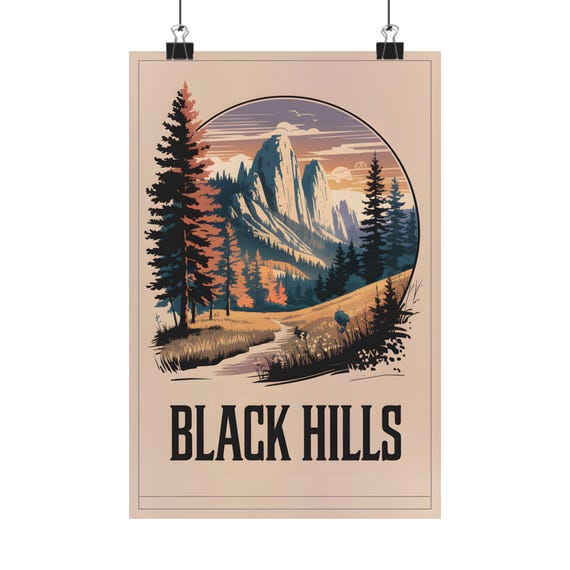 Black Hills Wall Art Vintage Landscape Print Forest Mountains Home Decor Nature Photography Outdoor