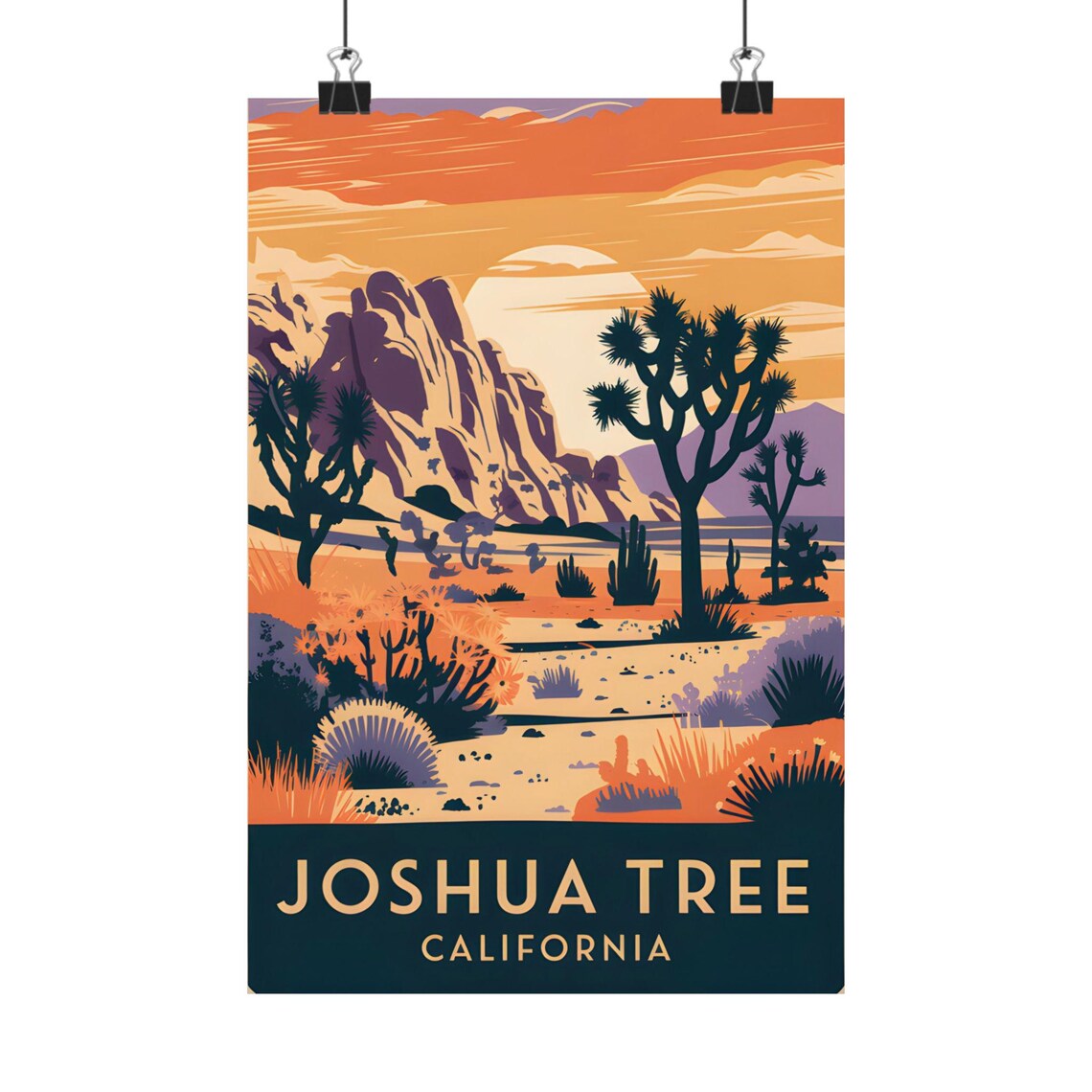 Joshua Tree Vintage Art Print, Desert Landscape