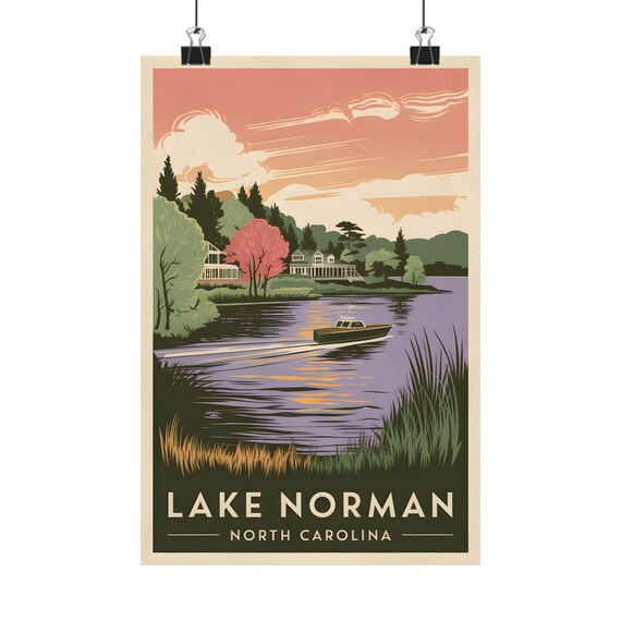 Lake Norman North Carolina Vintage Landscape Art Print