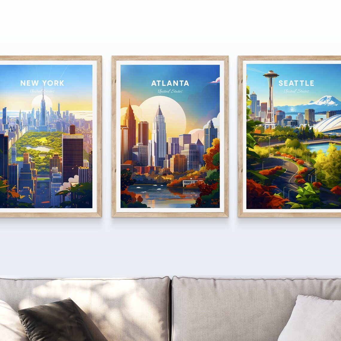 Atlanta Georgia Skyline Lake Autumn Trees Sunset View Poster - Image 4