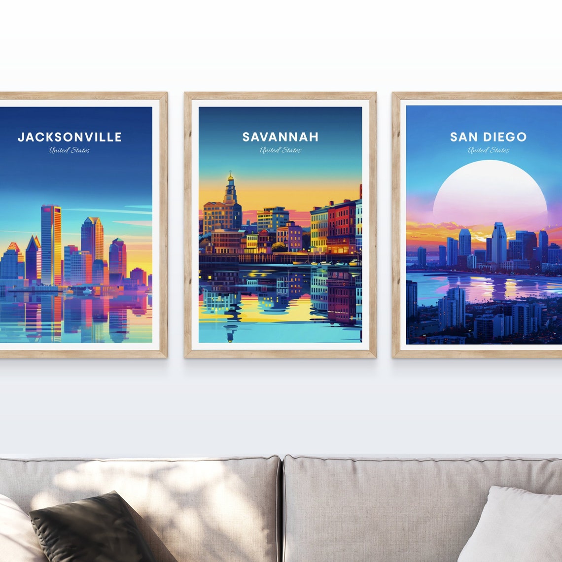 Savannah Riverfront Sunset Colorful Buildings Mirror Travel Poster - Image 4