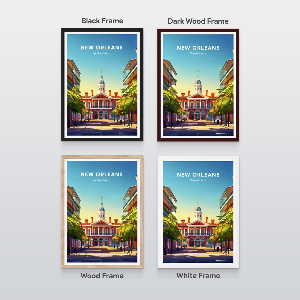 New Orleans Louisiana Historic Cathedral Square Travel Poster - Image 2