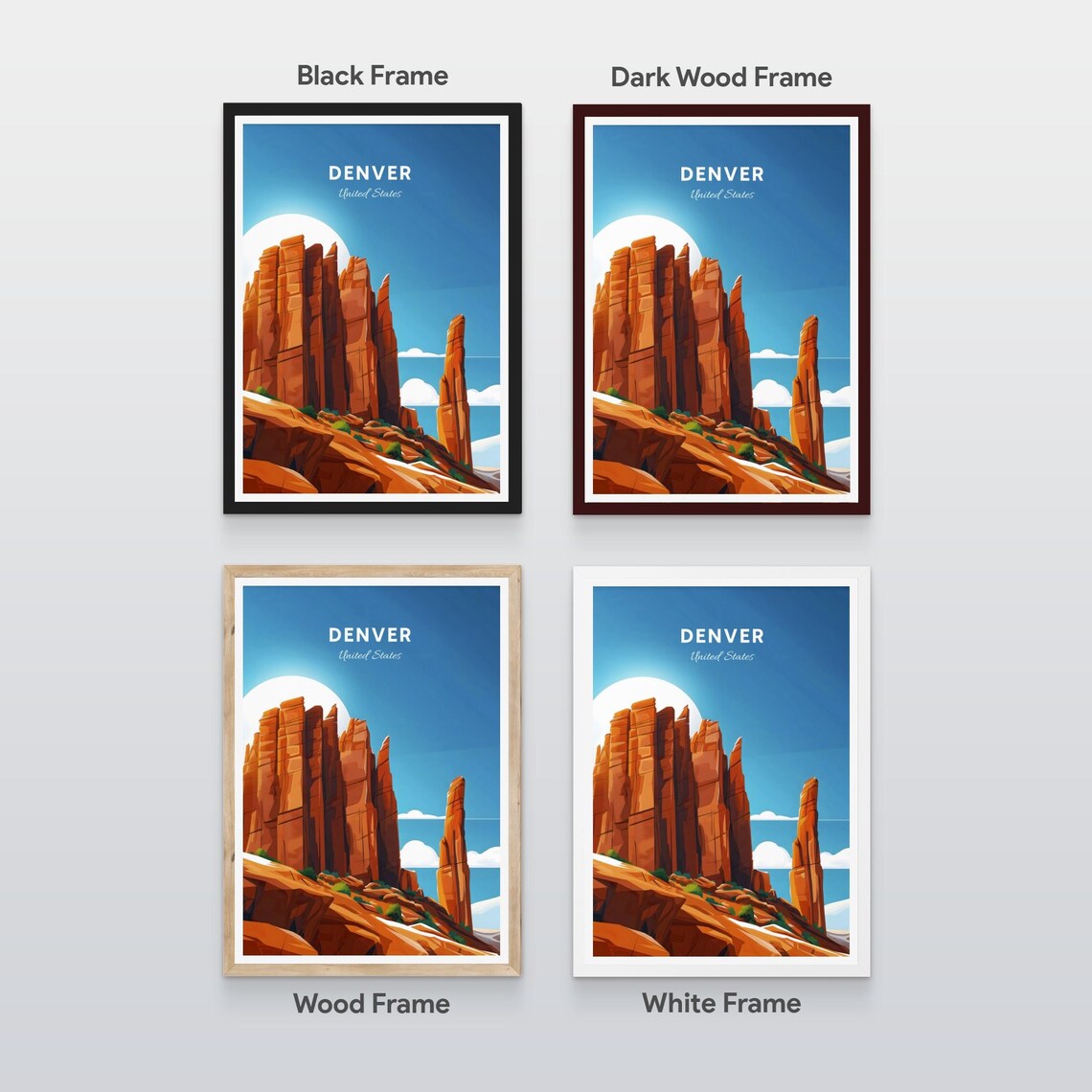 Denver Colorado Red Rock Formations Under Bright Sun Travel Poster - Image 2