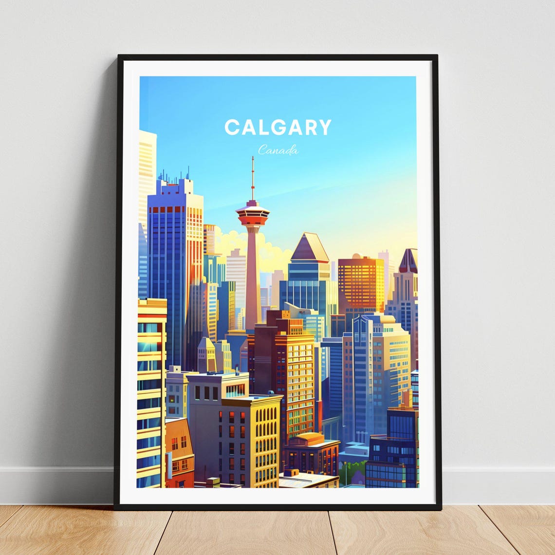 Calgary Alberta Canada City Skyline Observation Tower Travel Poster