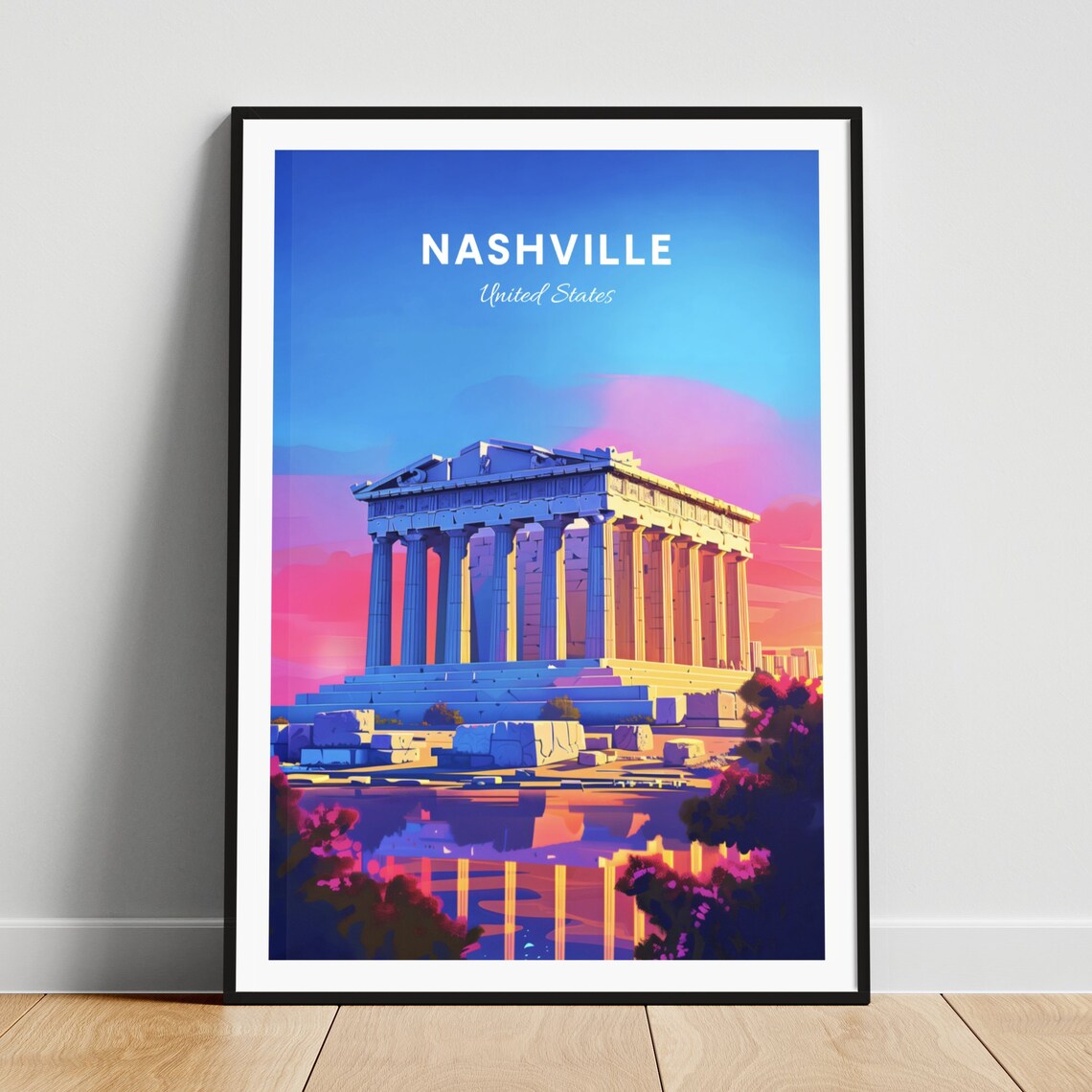Nashville Tennessee Parthenon Replica in Pink Sunset Glow Poster