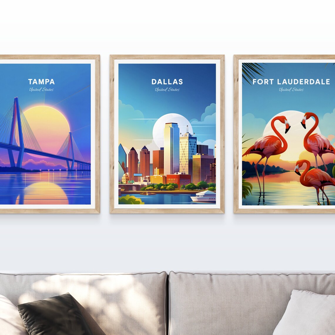 Dallas Daytime Skyline Over the River with Boats and Bridge Poster - Image 4