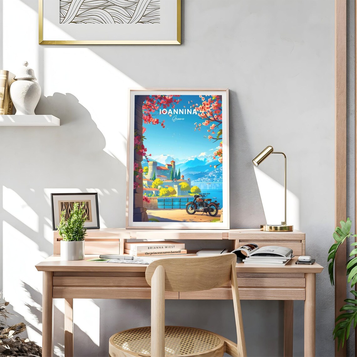 Ioannina Greece Castle Lake Blossom Spring Travel Art Poster - Image 4