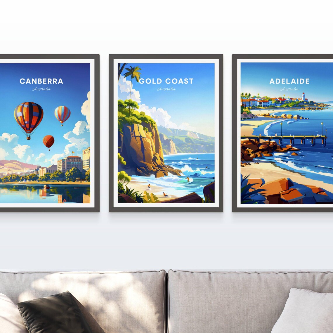 Gold Coast Australia Surf Beach Cliffs Surfers Sunset Travel Poster - Image 3