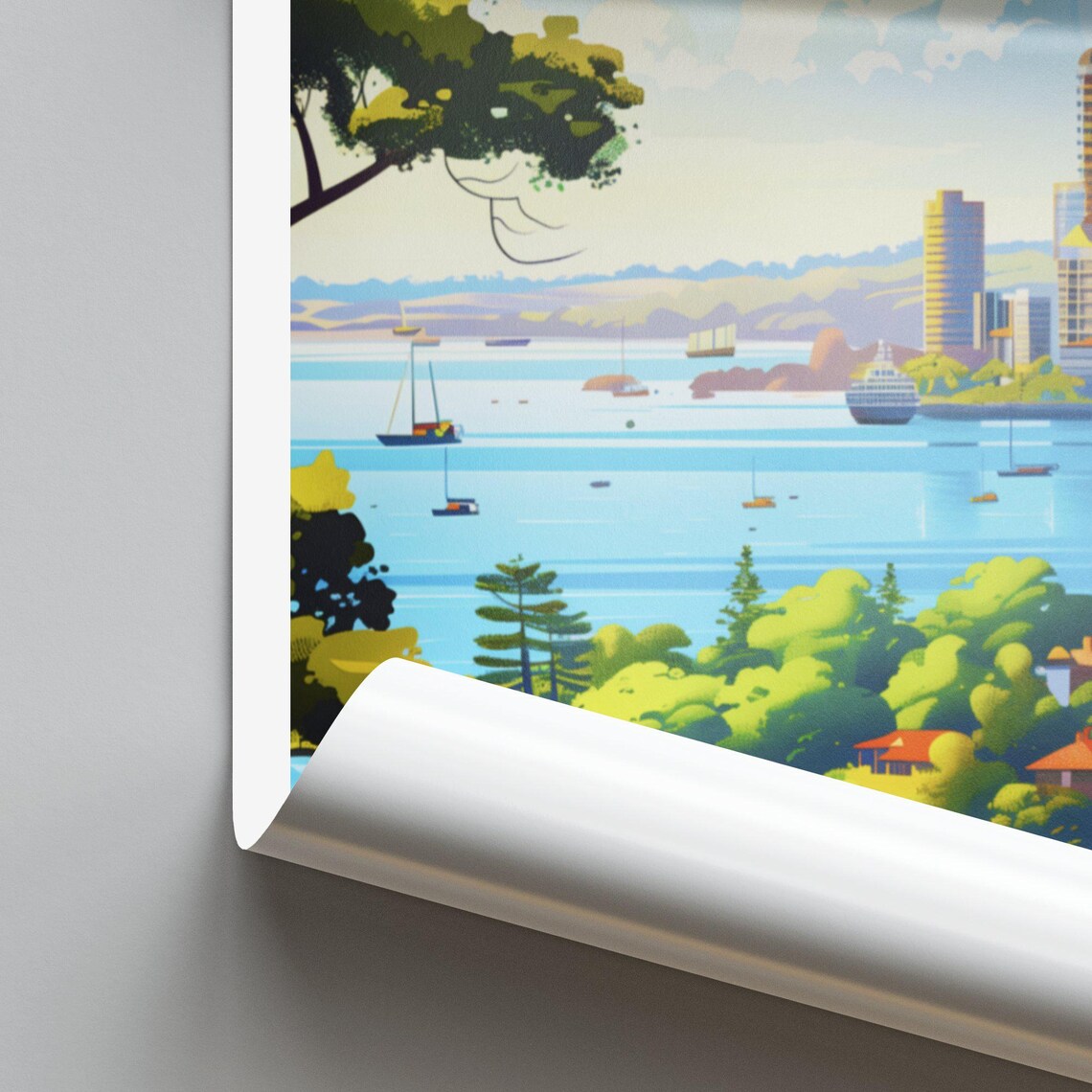 Darwin Australia Harbor Sailboats Lush Green Hills Travel Poster - Image 2