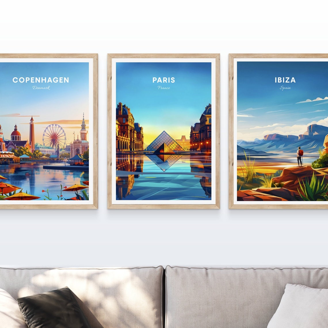 Paris Louvre Pyramid Golden Sunset Mirror Reflection Vintage Poster - Image 4
