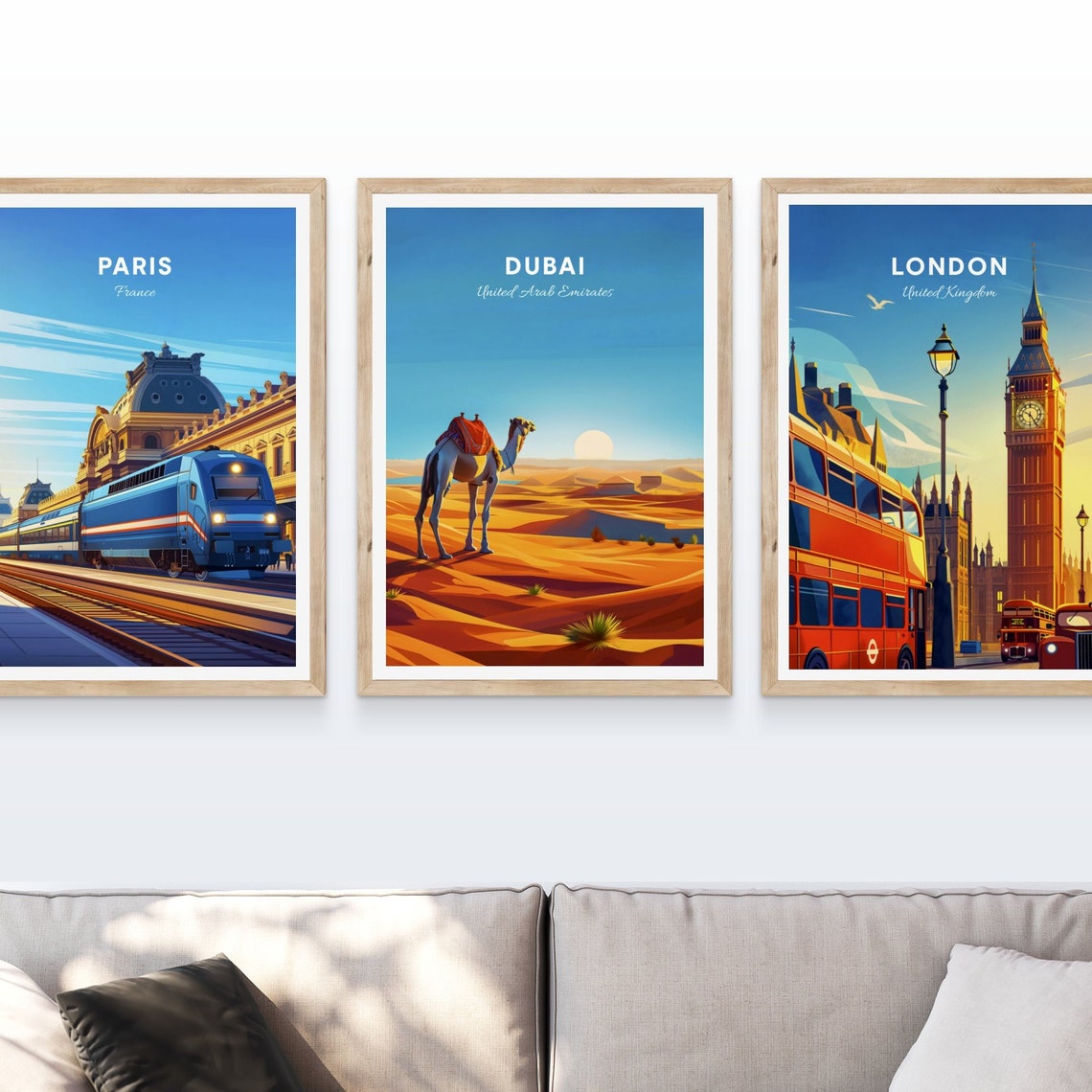 Dubai United Arab Emirates White Camel Desert Sunset Travel Poster - Image 4
