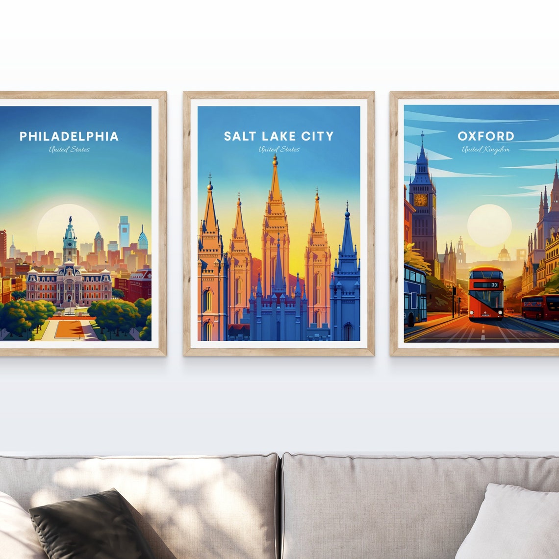 Salt Lake City Temple Golden Sunset Spires Travel Art Poster - Image 4
