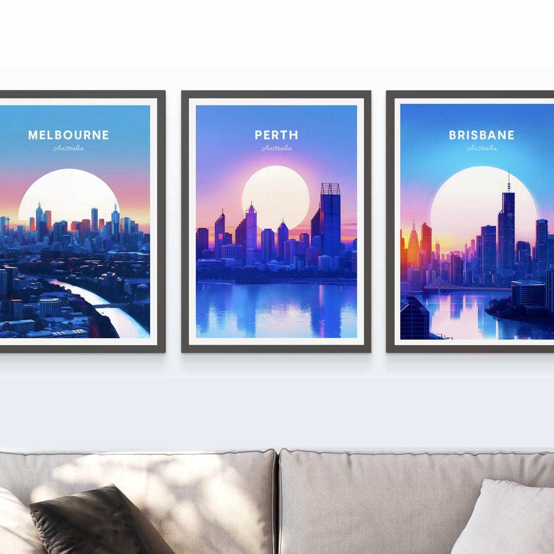 Perth Australia Sunset Skyline with River Reflection Travel Poster - Image 3
