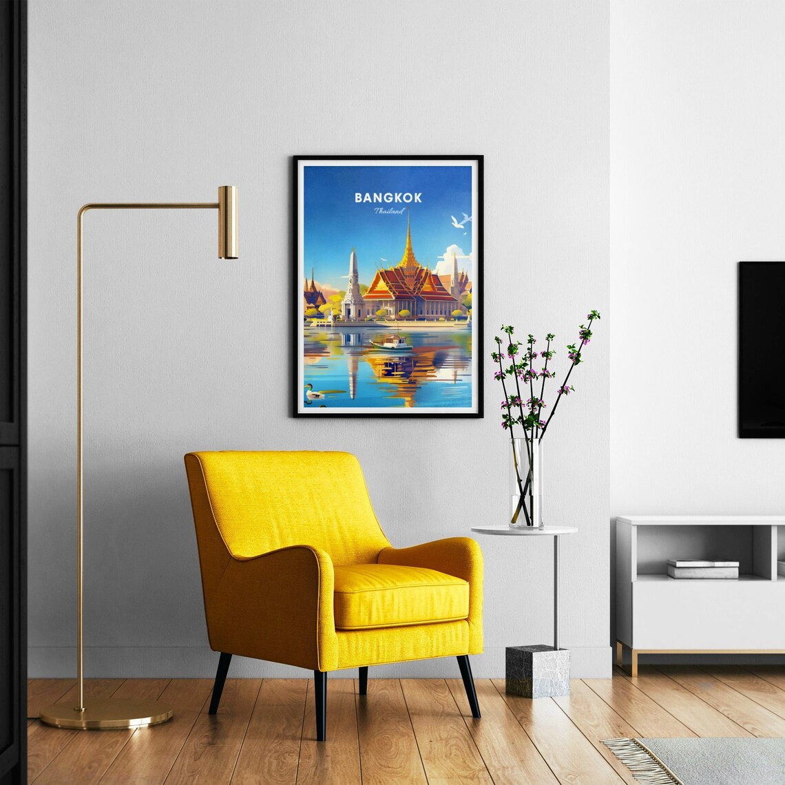 Bangkok Thailand Grand Palace Golden Spires Riverside Travel Poster - Image 3