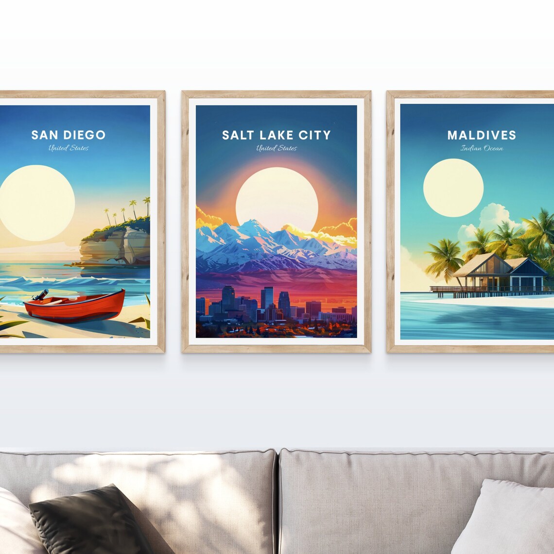 Salt Lake City Utah Skyline with Snowy Mountains at Sunset Poster - Image 4