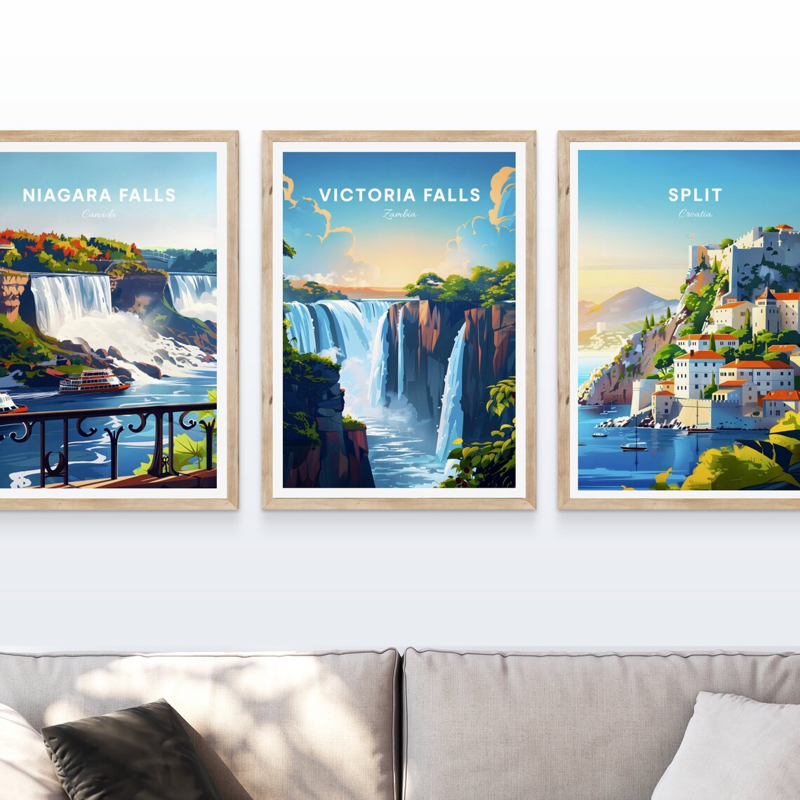 Victoria Falls Zambia Waterfall Gorge Sunrise Scenic Travel Poster - Image 4