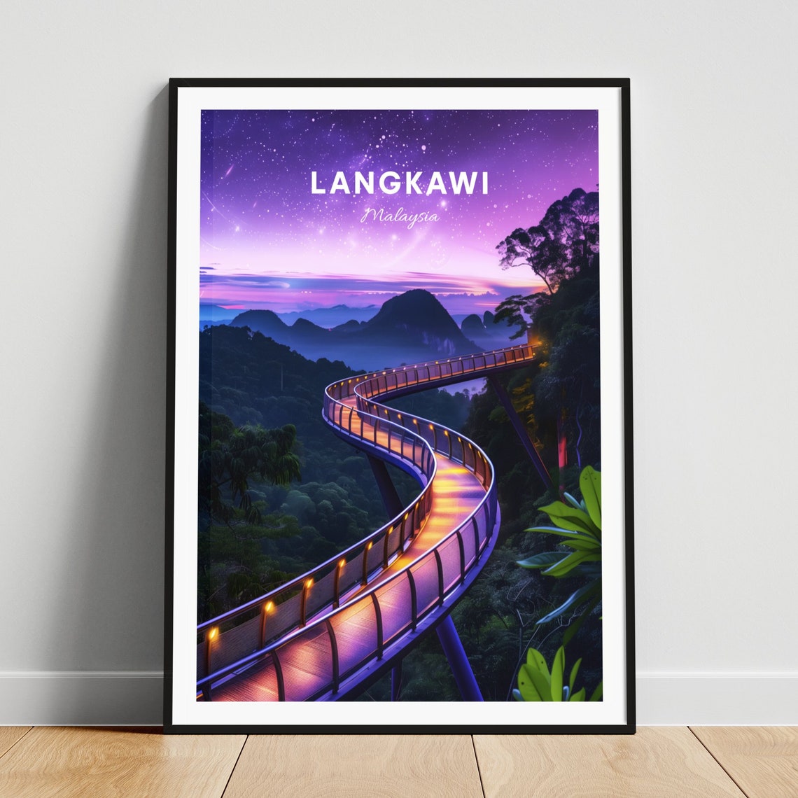 Langkawi Malaysia Sky Bridge Starry Night Jungle View Poster
