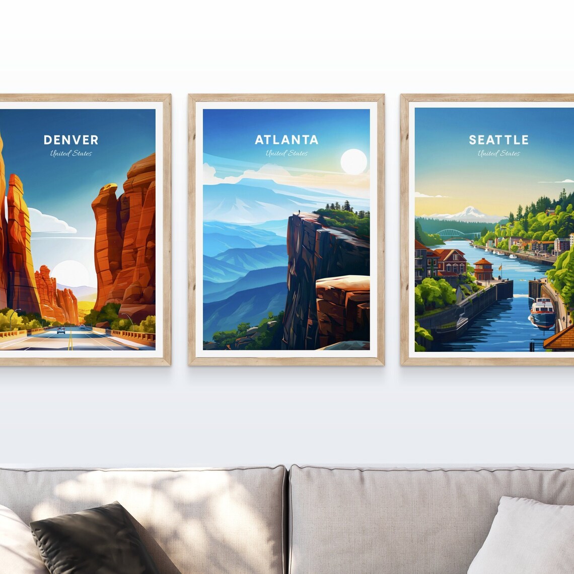 Atlanta Georgia Blue Mountain Cliff Overlook Ridge Retro Poster - Image 4