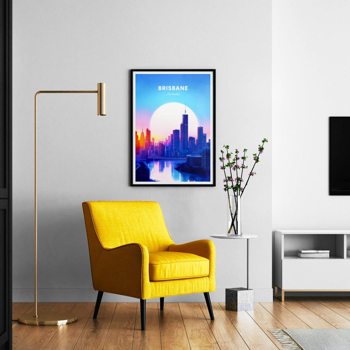 Brisbane Australia Skyline Big Sun Story Bridge River View Poster - Image 2