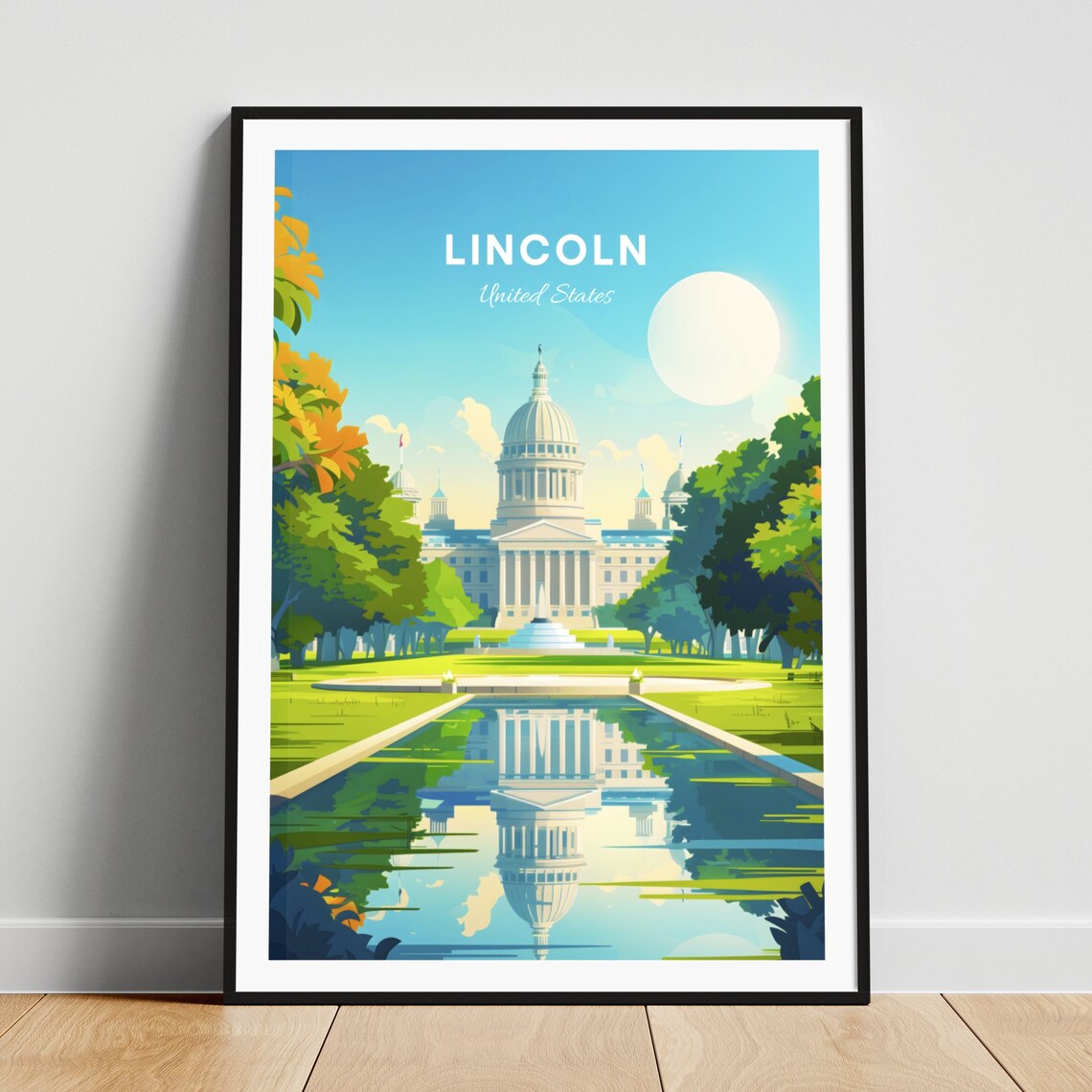 Lincoln United States Capitol Dome Daytime Park Reflection Poster