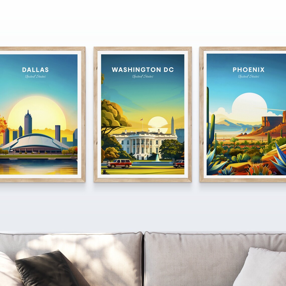 Washington DC Gothic Cathedral Sunrise River View Travel Poster - Image 4