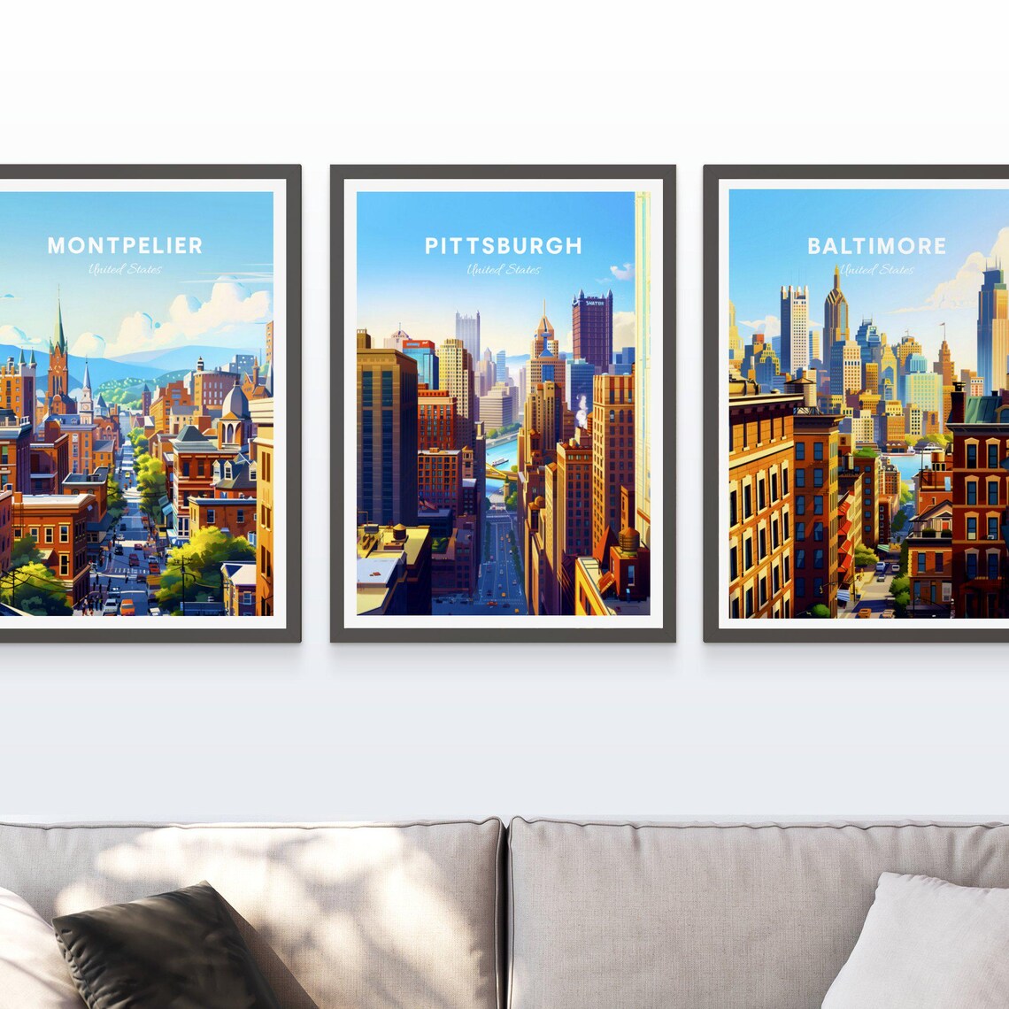 Pittsburgh United States Street Canyon toward the River Poster - Image 3