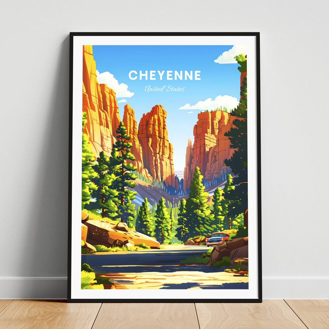 Cheyenne Red Rock Canyon Pine Forest Scenic Drive Travel Poster
