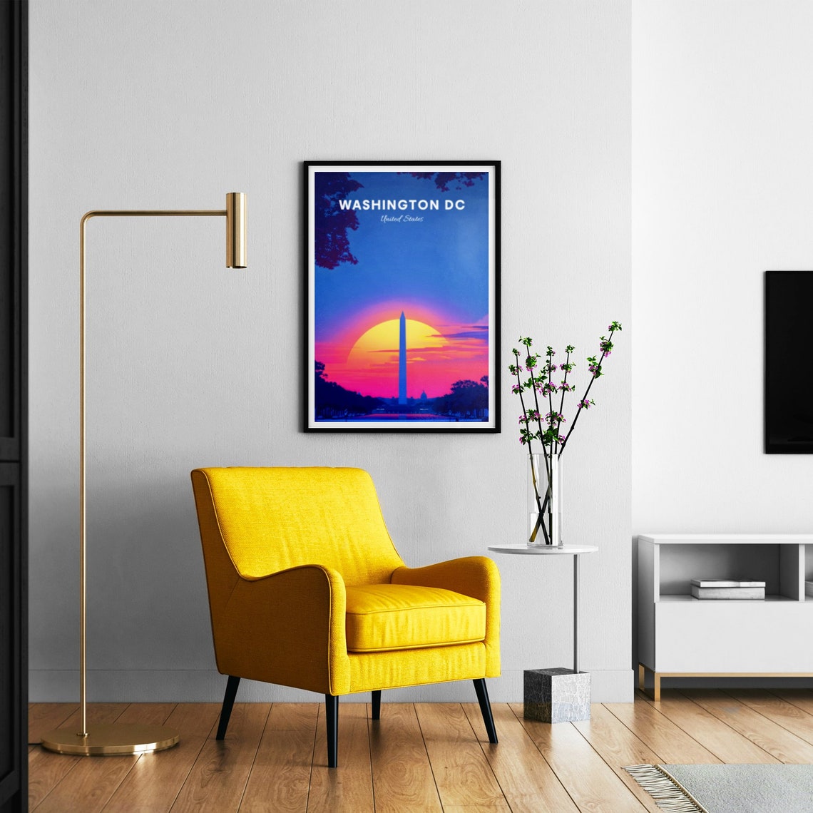 Washington DC Monument Sunrise Park Trees Reflection Art Poster - Image 3