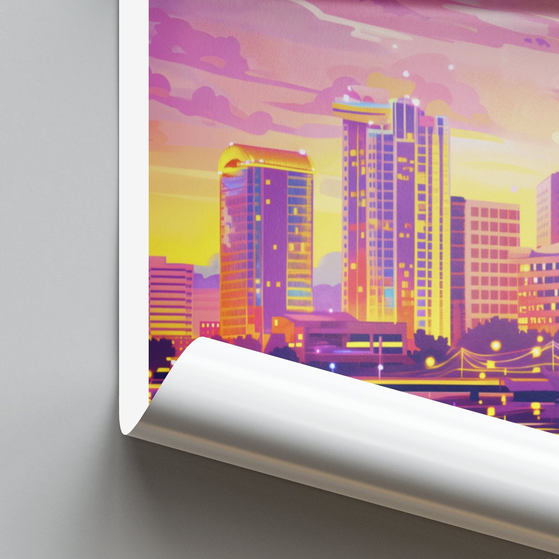 Tallahassee Florida City Skyline Sunset Water Reflection Poster - Image 2