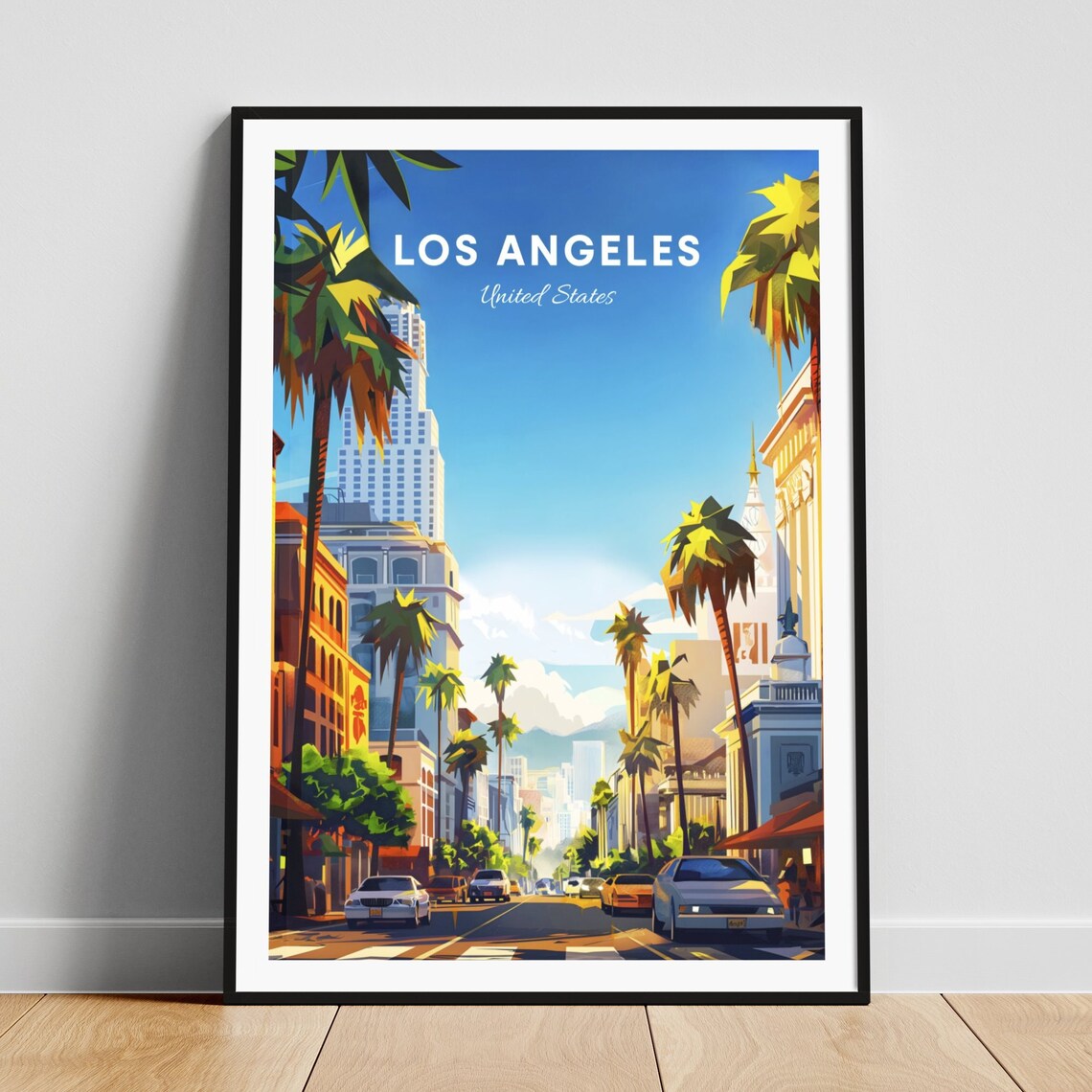 Los Angeles California Downtown Palm Trees Street Art Poster