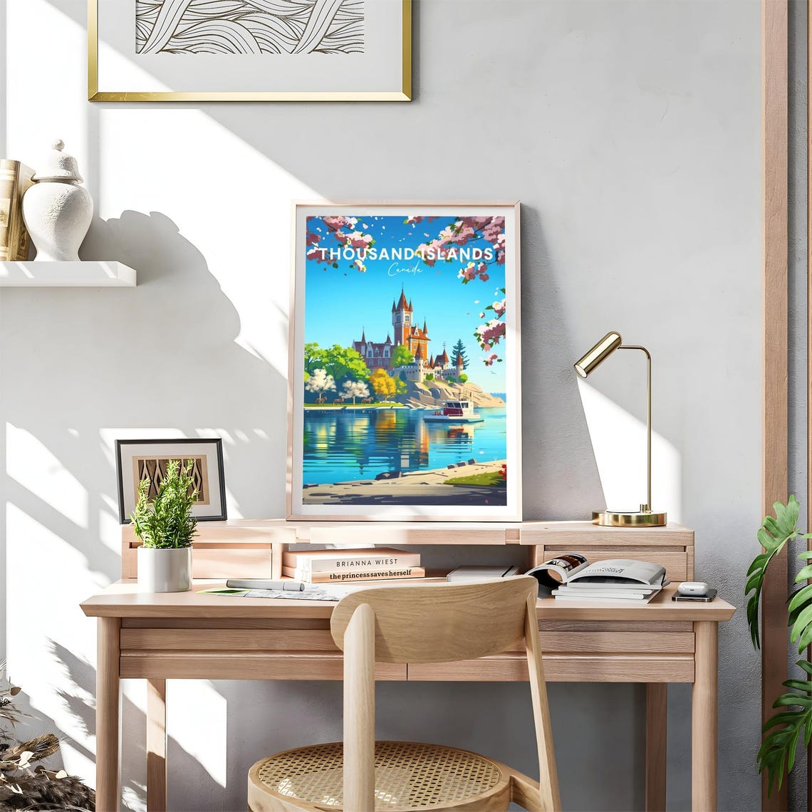 Thousand Islands Canada Island Castle Boat Cherry Blossom Poster - Image 4