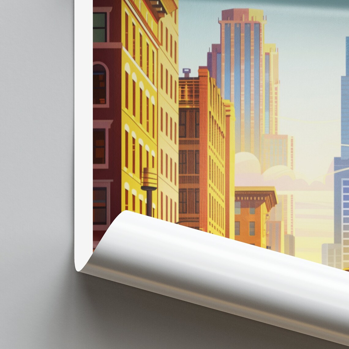 Little Rock Downtown Street with Traffic and Brick Buildings Poster - Image 2
