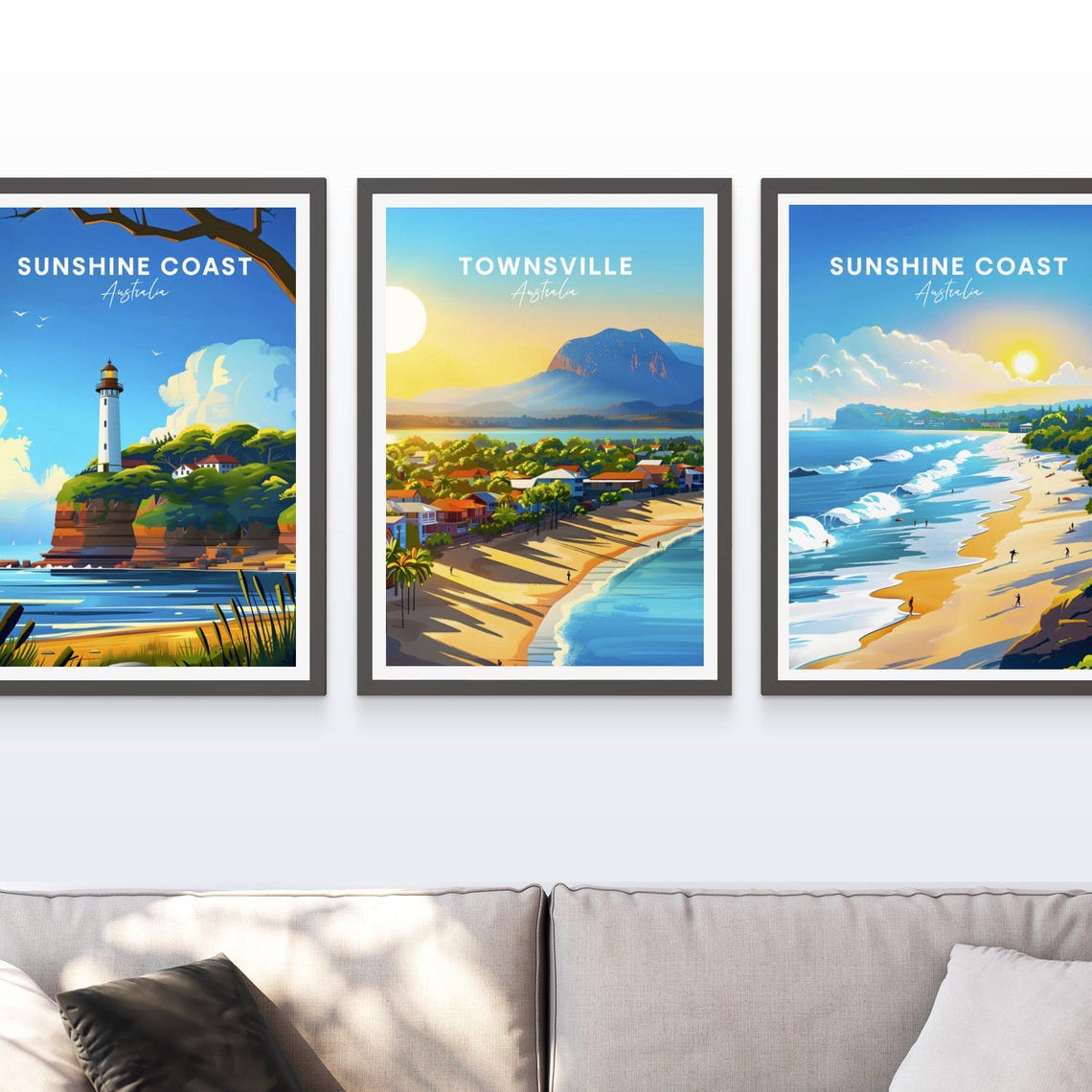 Townsville Australia Sandy Beach Sunrise Bayfront Scene Poster - Image 3