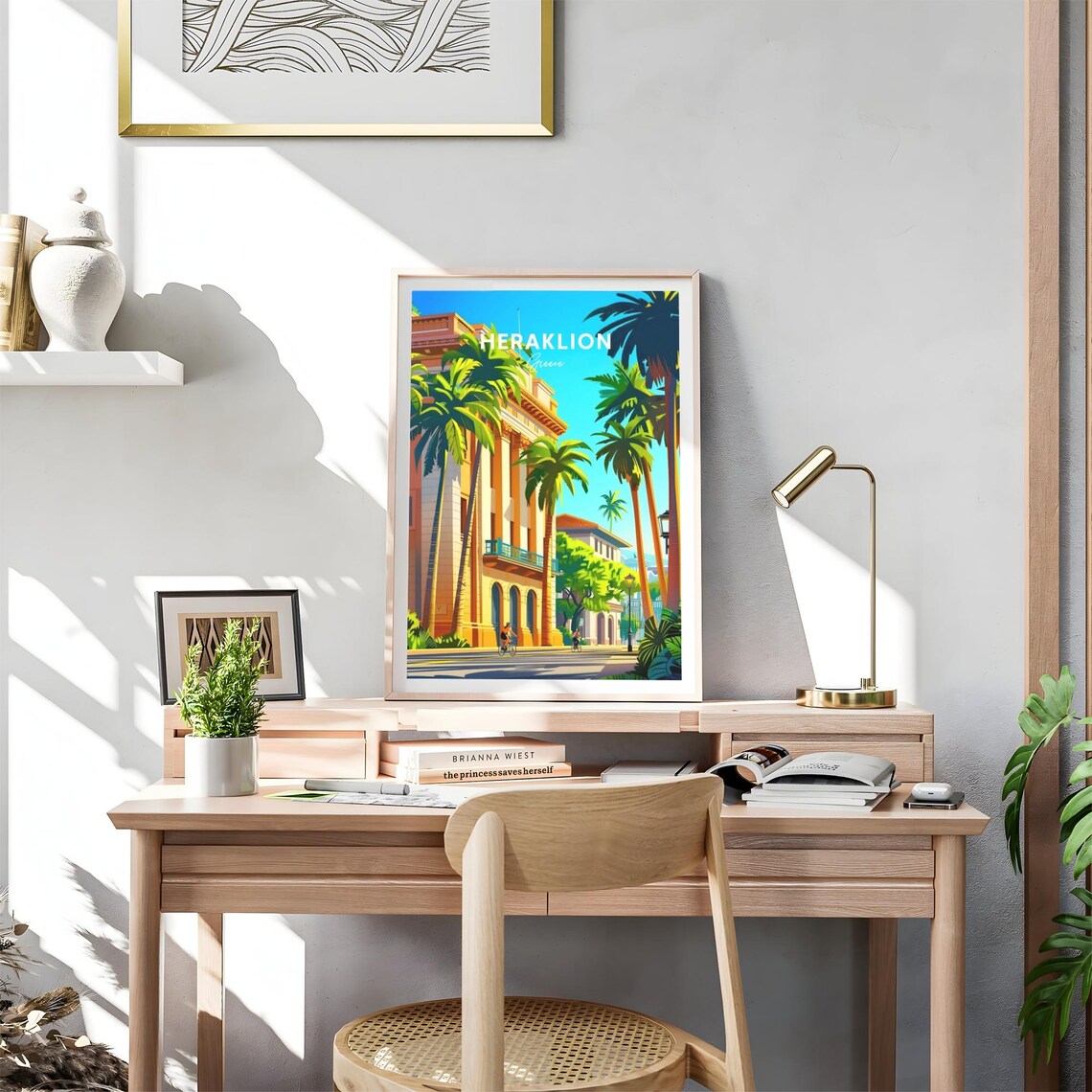 Heraklion Greece Palm Avenue Historic Building Street Travel Poster - Image 4