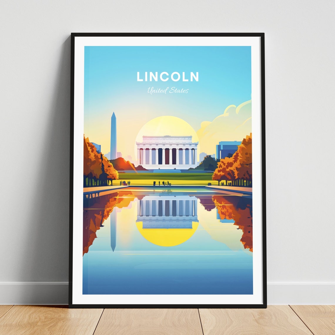 Lincoln Memorial Reflecting Pool at Sunset Monument View Poster
