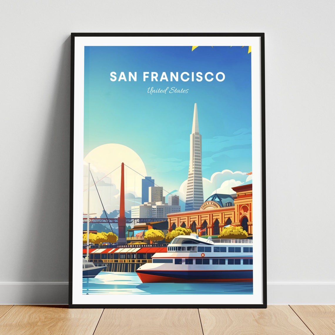 San Francisco Waterfront Ferry with the Bay Bridge View Poster