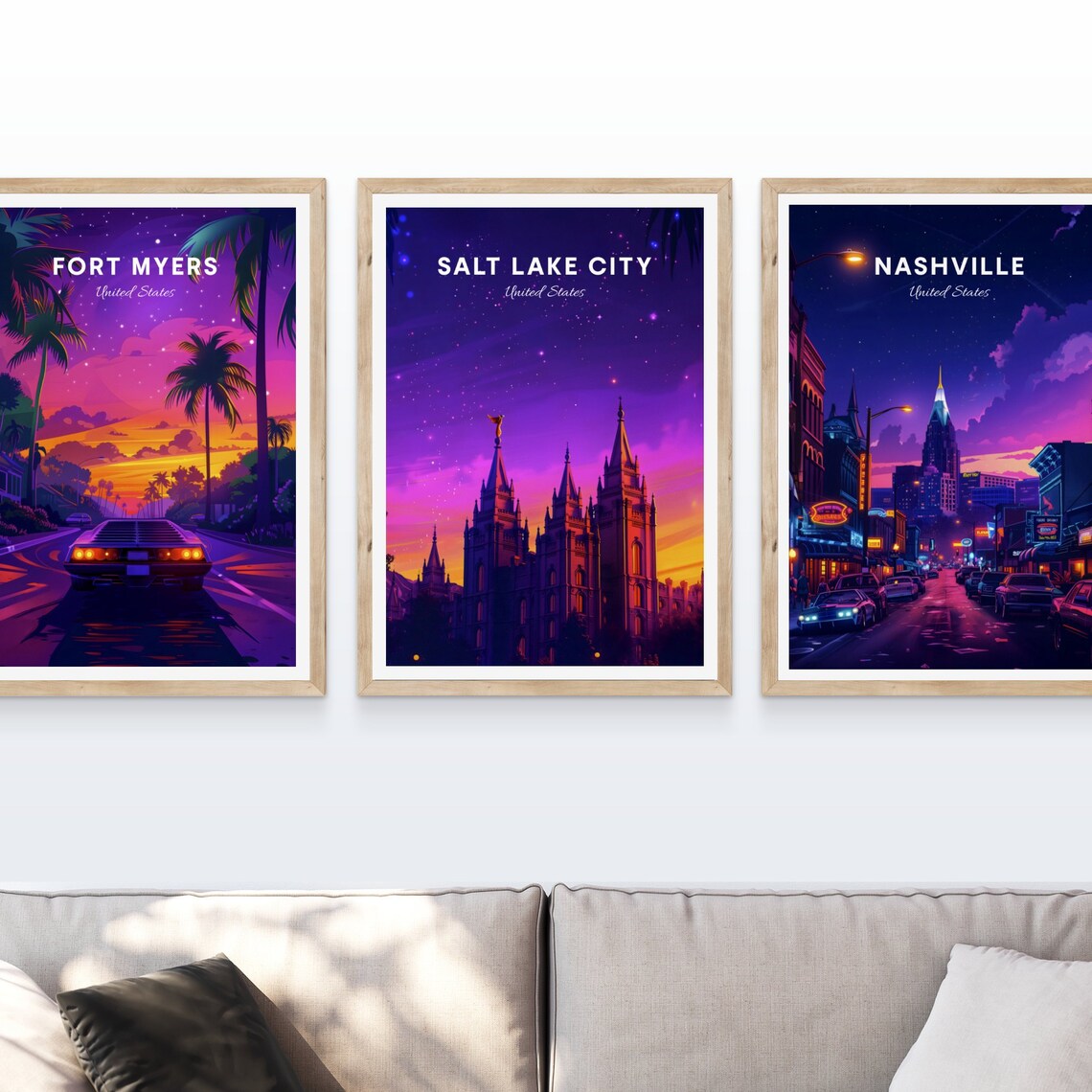Salt Lake City Temple Starry Night Sky Vintage Travel Poster - Image 4