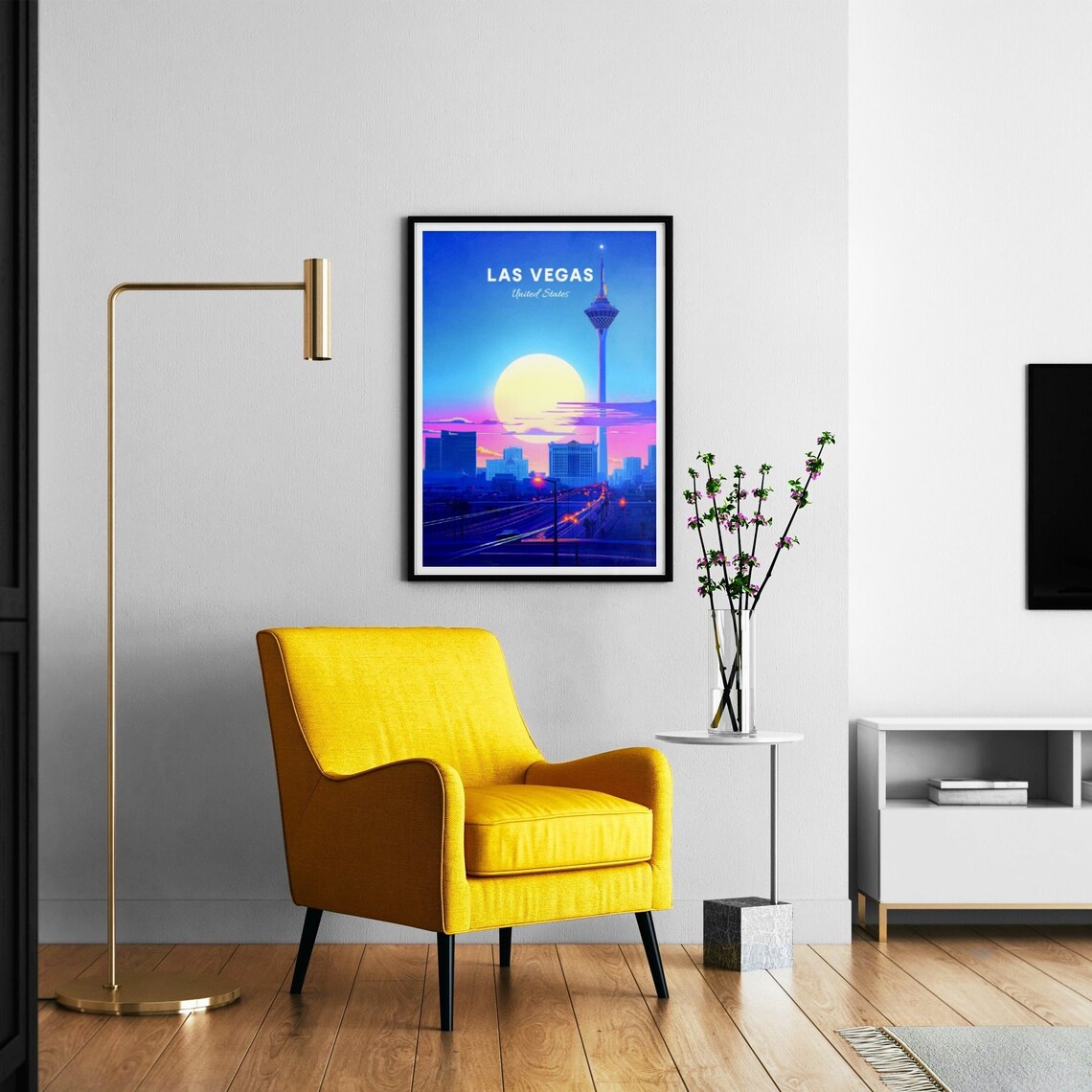 Las Vegas Stratosphere Tower Night Skyline City Lights Travel Poster - Image 3